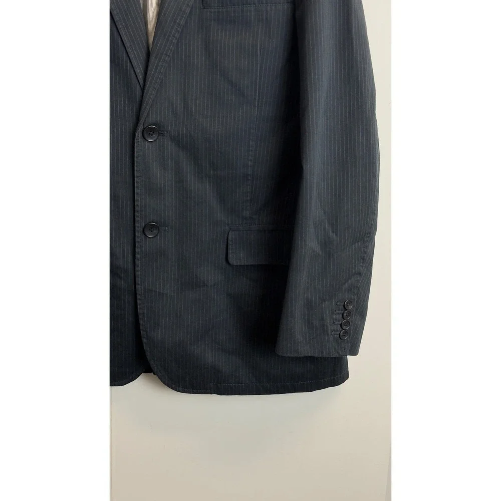 Gap‎ Mens Navy Blue Pinstripe Cotton Blazer Sport Coat Jacket XL Unstructured